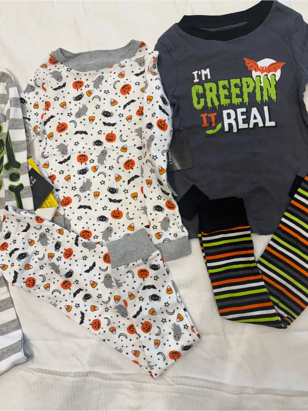 New boys Sz 5 Celebrate It White Gray Orange Halloween Pajama Set bundle